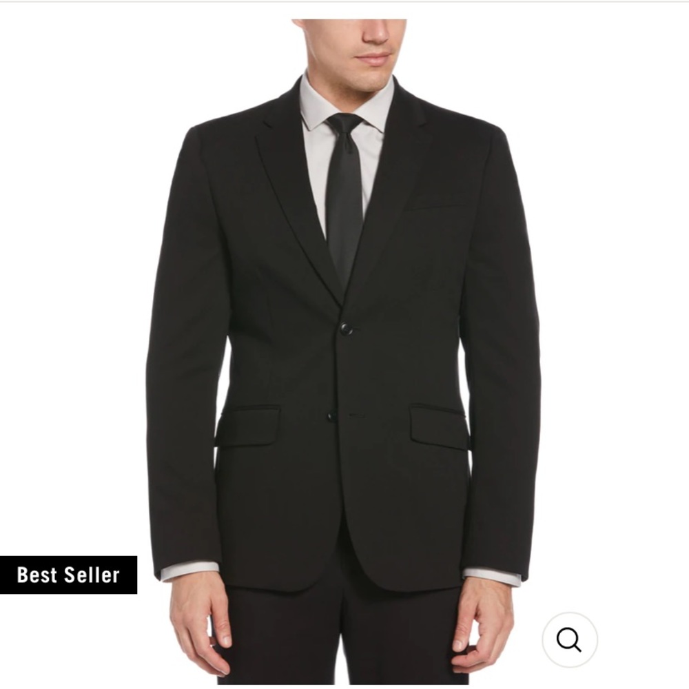 Perry Ellis black slim fit two button performance suit jacket.